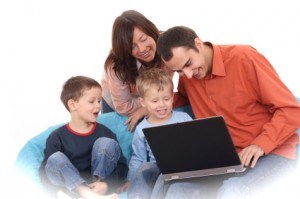 family around computer
